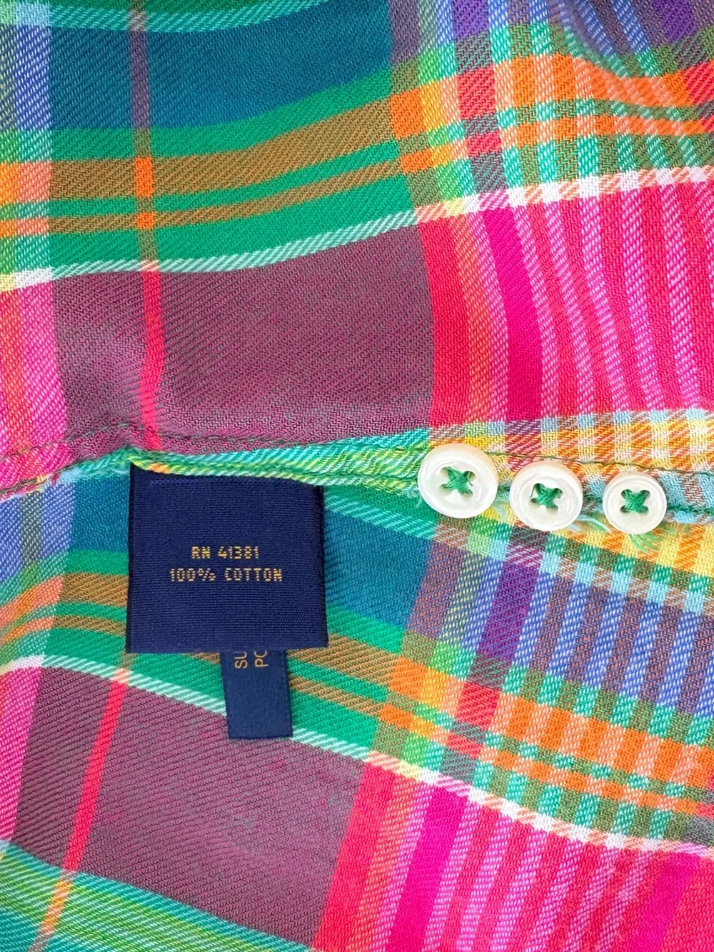 Ralph Lauren Bright Green & Pink Plaid Button-Down Shirt